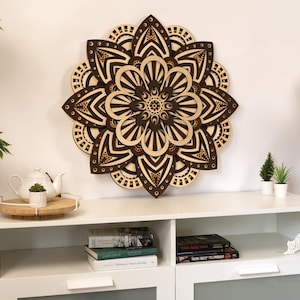 Large Wooden Mandala Wall Art – Sacred Geometry Boho Home Decor, Minimalist Zen Wall Hanging, Spiritual Meditation Gift for Her