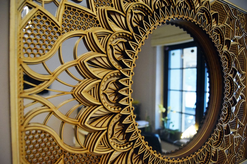 Art Deco Wall Mirror Black Mirror Wood Frame Mirror Etsy