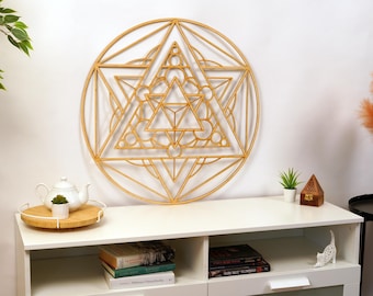 Sacred Geometry Wooden Wall Art, Seed of Life, Merkaba Star