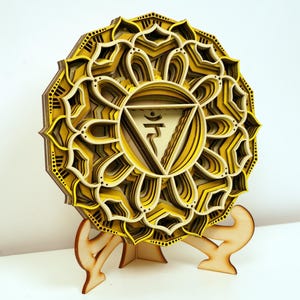 Solar Plexus Chakra Mandala Manipura Wall Decor, Energy Center Wooden Wall Art, Spiritual Handmade Gift for Yoga Studio Chakras Set Shakti