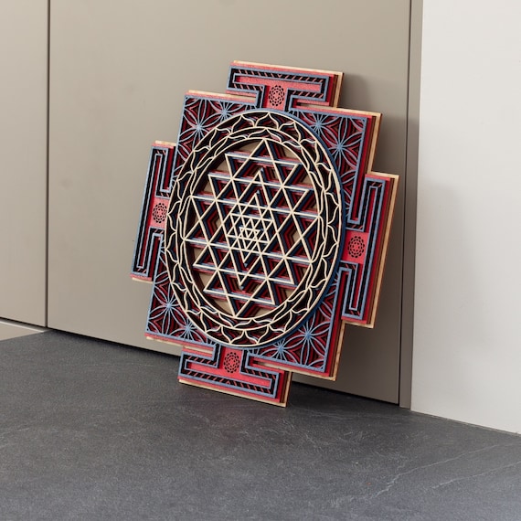 MANDALA SRI YANTRA Sacred Wood Wall Decor, Chakra Mandala Divine Feminine Art