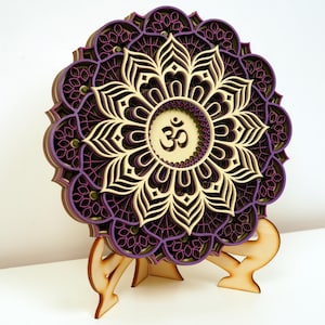 Crown Chakra Mandala Sahastrara Wall Art, Energy Center Wooden Wall Decor, Spiritual Handmade Gift for Yoga Studio Chakras Set Shakti