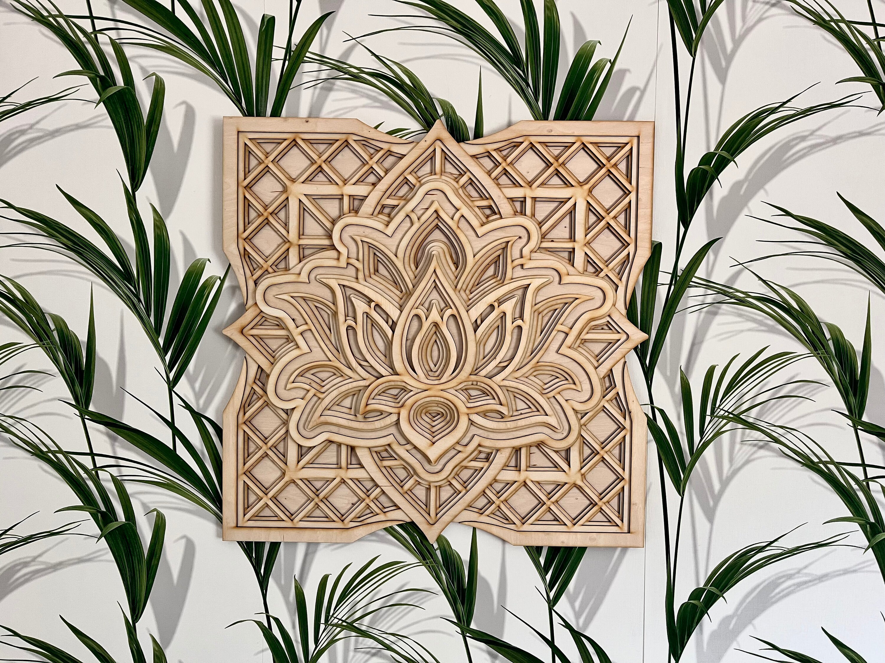 Lotus Mandala Wood Wall Art, Laser Cut Bohemian Decor - Etsy