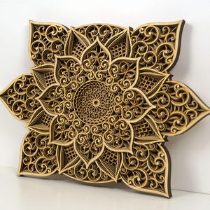 Boho mandala wall hanging with symmetrical geometric design for meditation or living room decor