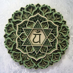 Heart Chakra Mandala Anahata, House Warming Wooden Decor, Spiritual Gift Zen Wall Art, Chakras Set Wall Hangings, Handmade Meditation Gifts
