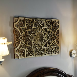 above bed wooden wall decor mandala artwork design