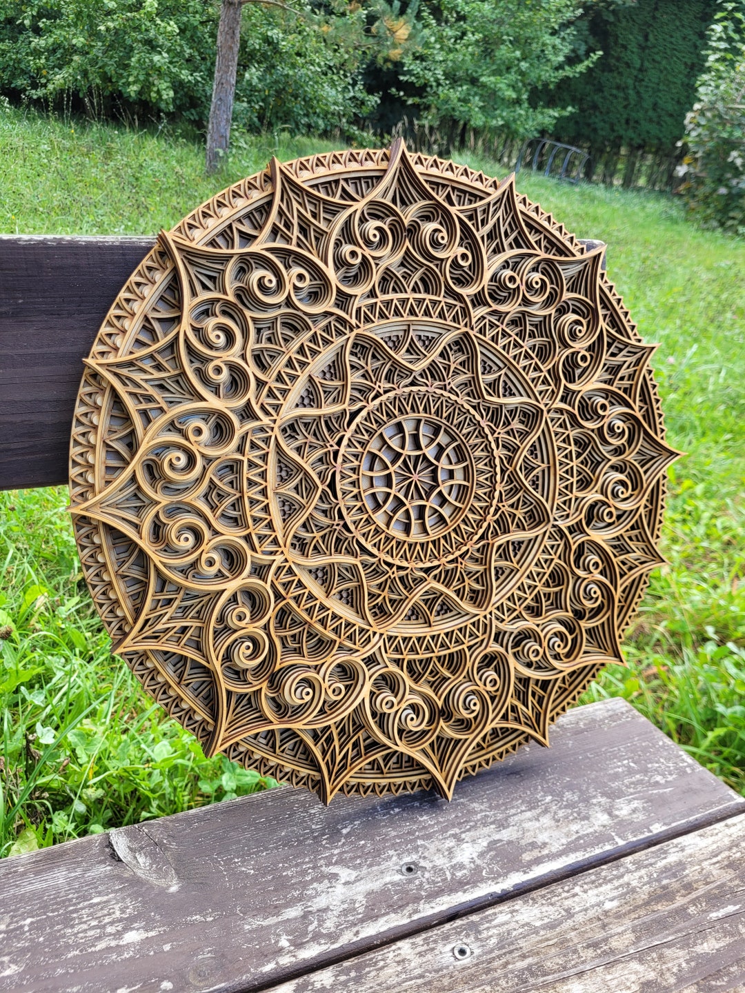 WOODEN MANDALA WALL Art, Large Wood Home Decor, Spiritual Gift