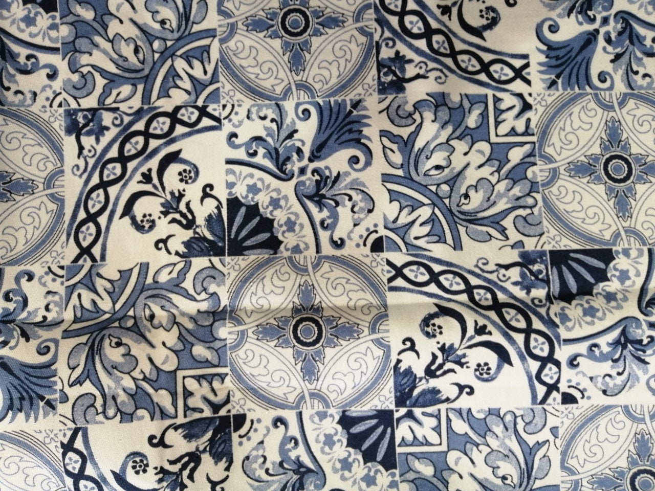 Pure cotton Portuguese TABLECLOTH blue and whitetiles Etsy
