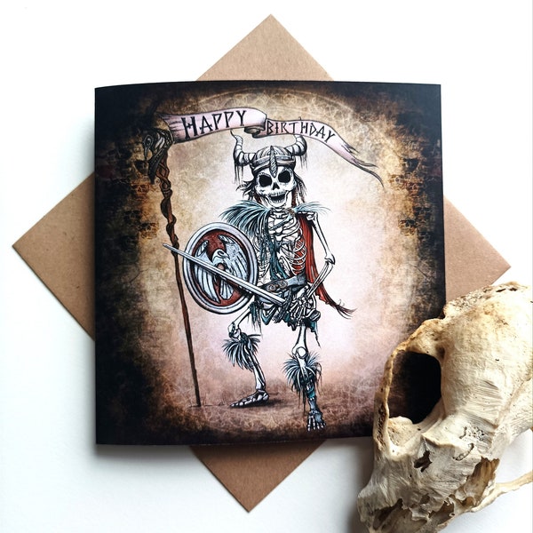 Viking Birthday Card / Skeleton Viking / Happy Birthday Viking / Alternative Birthday / Goth Birthday