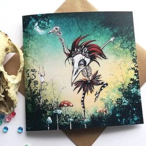 Skull Masquerade Card: Magic and Moonlight Forest - Halloween Greetings