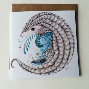 Pangolin-kaart // Pangolin-illustratie // Bedreigde dierenkaart // Verjaardagskaart dierenillustratie // You Are Special