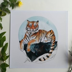 Sumatran Tiger Art Print: Endangered Wildlife Illustration, Recycled Paper