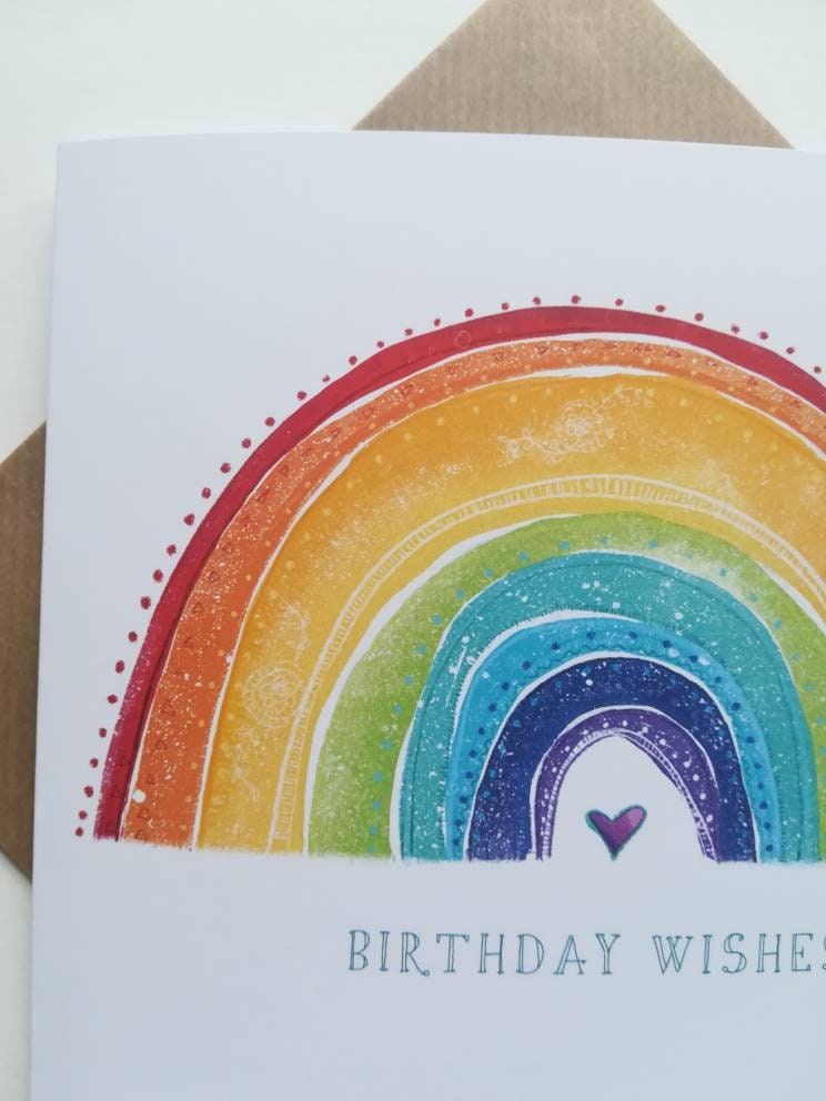 Birthday Rainbow Card // Birthday Wishes Rainbow // Thinking Etsy