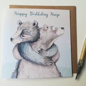 Gelukkige verjaardag knuffels kaart / knuffelen beren / grote beer knuffel