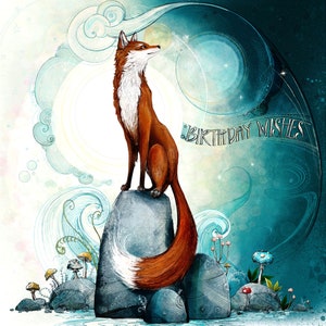 Verjaardagswensen Fox Card /Magical Fox / Fox Card
