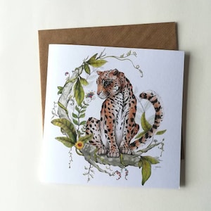 Kaart Amoerluipaard // Blanco wenskaart // Luipaardkaart // Kaart bedreigde dieren // Grote kat