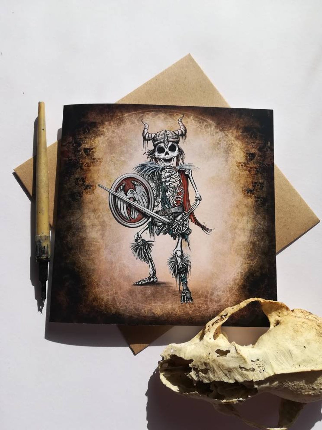 Skeleton Viking Fathers Day Card: Alternative Halloween Notecard