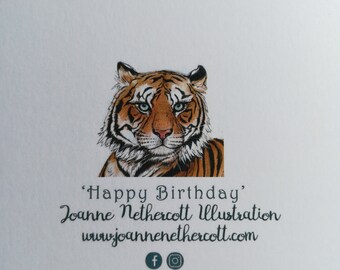 Biglietto Di Auguri, Tigre Carino Con Regalo Illustrazione Vettoriale