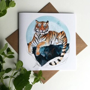 Carte de voeux tigre / Tigre sur un rocher / Illustration du tigre de Sumatra / You got this