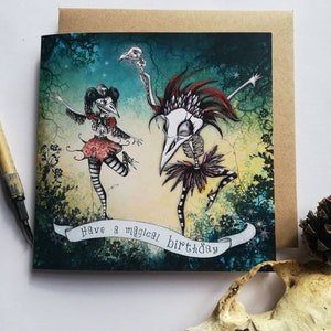 Ghoul Parade Birthday Card / Compleanno di Halloween / Compleanno degli scheletri / Biglietto alternativo / Magia della foresta