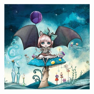 Kaart Cupcakes en wolken / Gothic wenskaart / Little Goth Girl / Gothic verjaardag