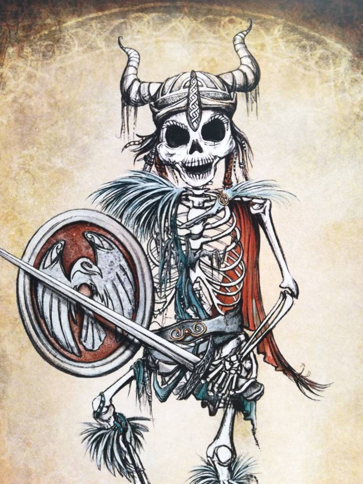 Skeleton Viking Fathers Day Card: Alternative Halloween Notecard