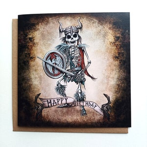 Carte d'anniversaire Viking / Viking squelette / Joyeux anniversaire Viking / Anniversaire alternatif / Anniversaire gothique