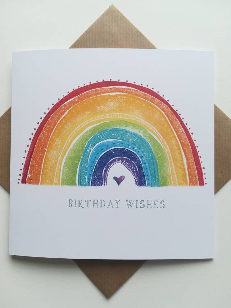 Birthday Rainbow Card // Birthday Wishes Rainbow // Thinking Etsy