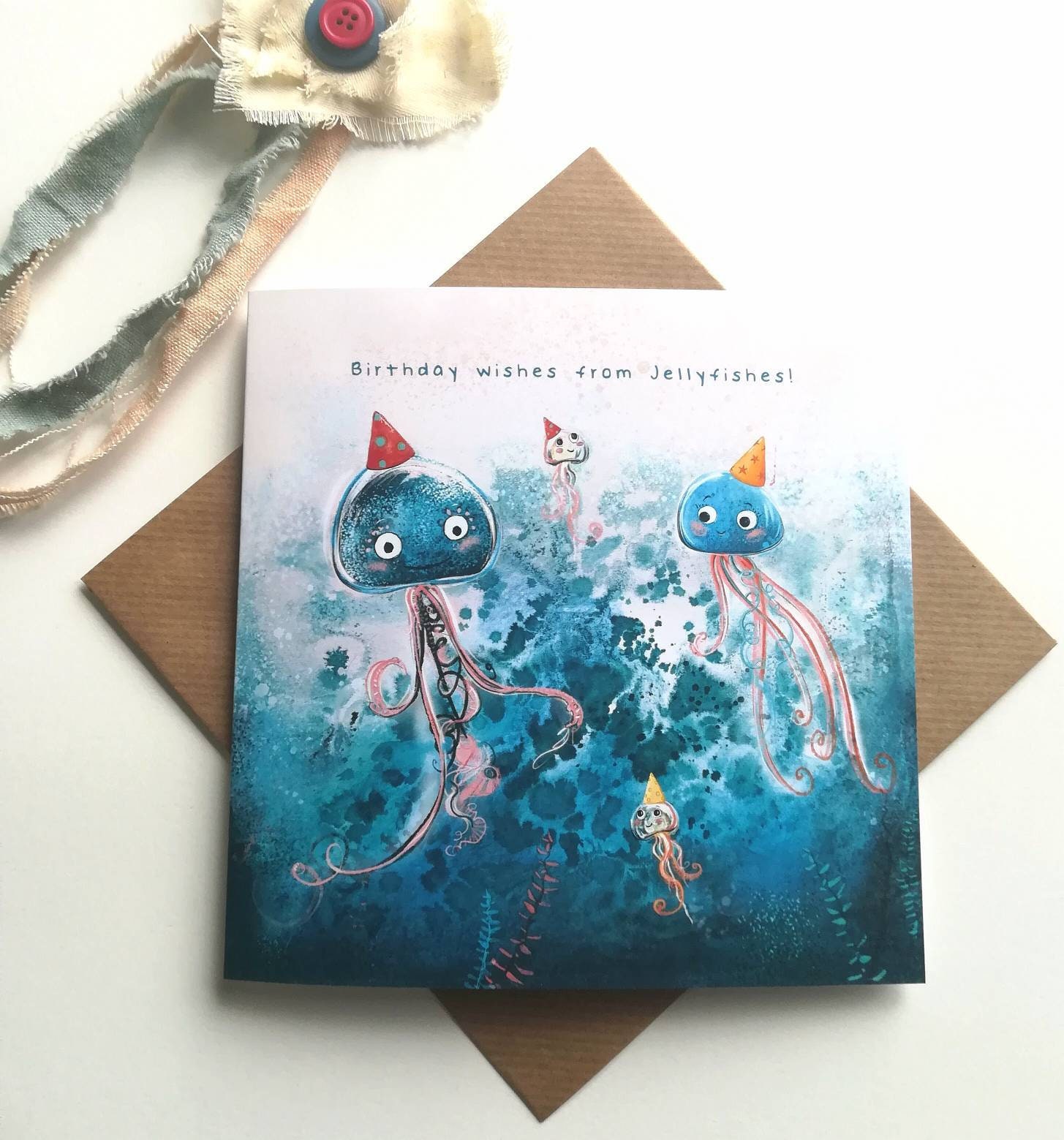 Jellyfish Birthday Card// Birthday Wishes / Jellyfishes Etsy