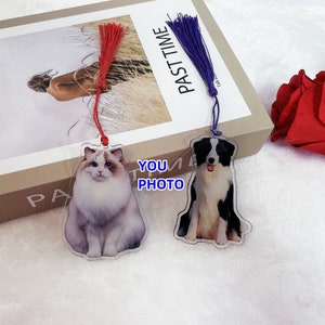 Custom Pet Bookmark, Personalized Acrylic Dog Bookmark, Memorial Gift, Dog Lover Gift, Custom Photo Bookmark with Tassel, Acrylic Tassel