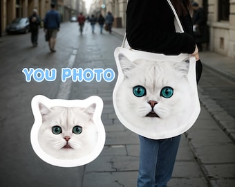 Custom Pet Canvas Tote Bag: Personalized Dog/Cat Photo Gift