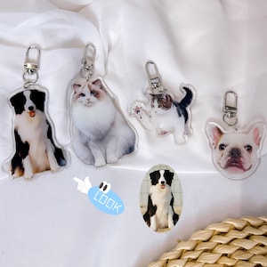 Custom Printed Any Photo Dog Cat Pet Keychains - Custom Acrylic Keychain - Custom Logo Keychain  - Full Color Logo Printing on Keychains