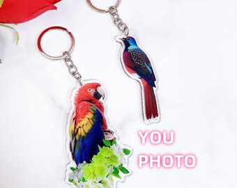 Custom Pet Photo Keychain: Personalized Acrylic Pet Portrait Key Ring