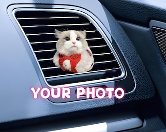 Deodorante per auto personalizzato con foto di animali domestici, clip per bocchetta dell'aria regalo personalizzata