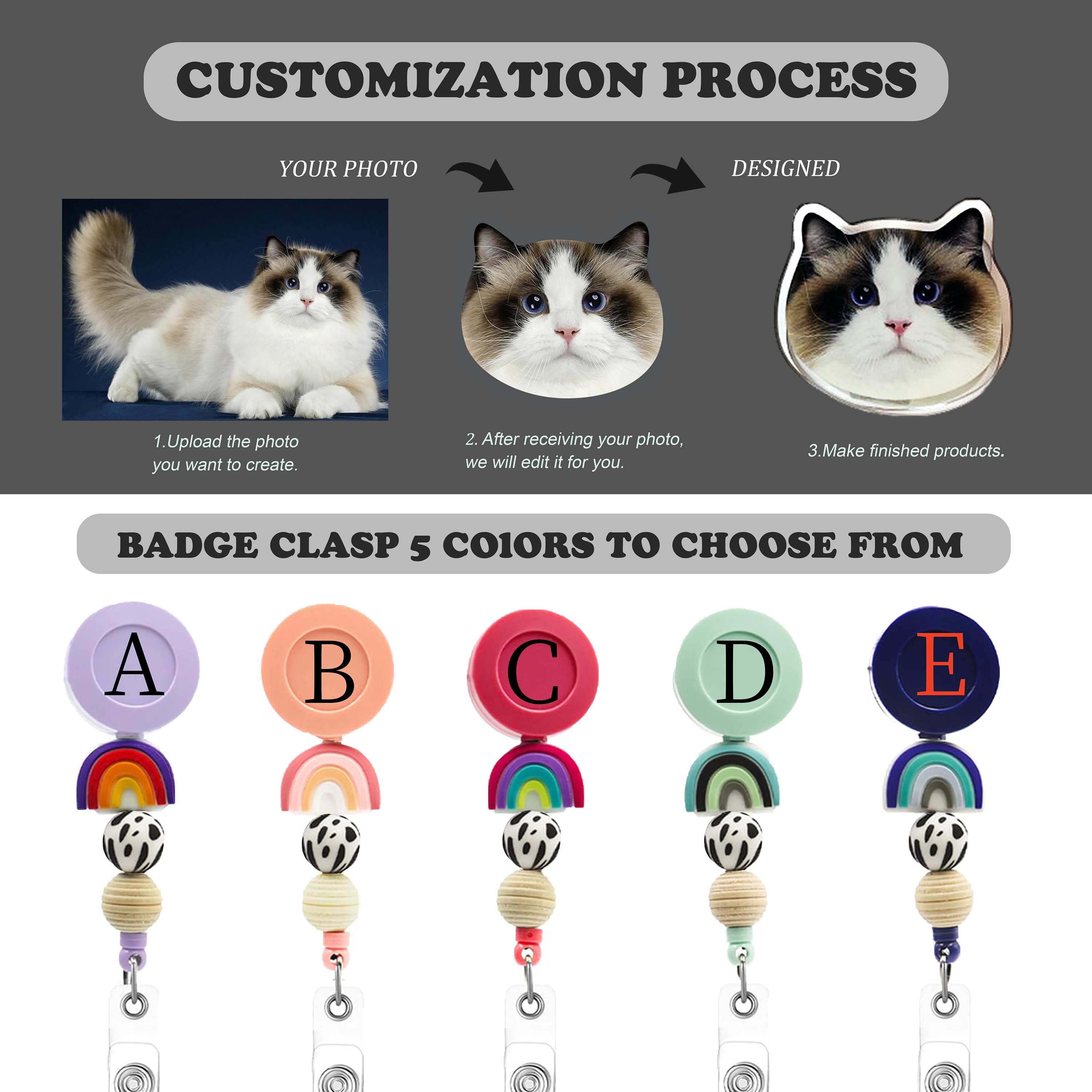Custom Pet Badge Reel, Personalized Dog Or Cat Face Baby Face Photo Keychain, Nurse ID Holder, Name Badge Clip, Nurse Life For Doctor
