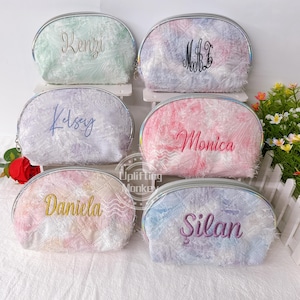 Embroidered Name Makeup Bag,Beaty makeup bag,Monogramed Makeup Bag,Bridesmaid Makeup Bag,Monogrammed Toiletry Bag, gifts for women