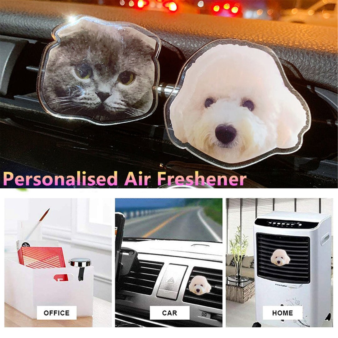 Personalized Car Air Freshener Custom Any Photo Dog Cat Pet Scent Vent