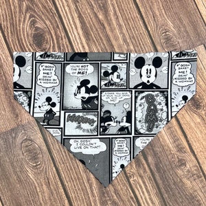 Mickey Mouse Cartoon Over the Collar Bandana, Personalized Dog Bandana, Disney Bandana, Mickey Mouse, Slip-On Dog Scarf, Pet Neckwear