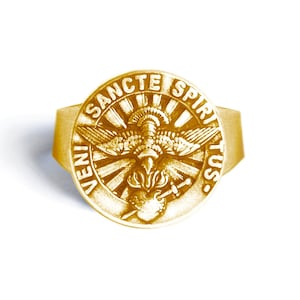 Gold Holy Spirit Dove Ring: Adjustable Religious Gift