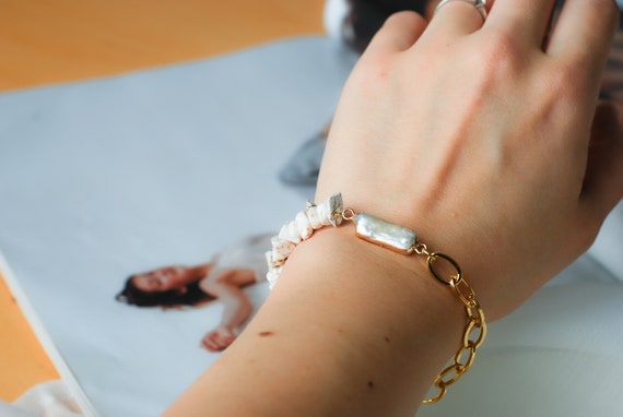 Minimalist Designer Jewelry by Valeno Handmade Gemstone Beaded Bracelet Set for Men with an Adjustable Chain 