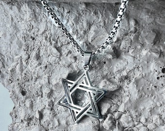 Handmade Stainless Steel Star of David Necklace: Jewish Symbol