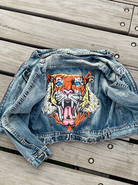 painted denim jacket etsy