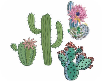 Cactus Machine Embroidery Designs Pack | Succulent Desert Southwest Potted Cacti Designs | Pes Dst Exp Files | Digital Download