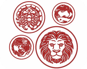 Horoskop Maschinenstickerei Designs Pack | Sternzeichen Astrologie Symbole Star Zeichen Designs | Pes Dst Exp | Digitaler Download