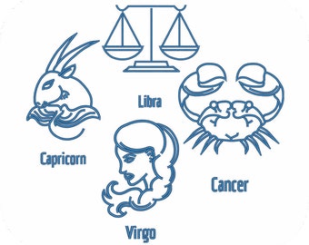 Horoscope Machine Embroidery Designs Pack | Zodiac Astrology Signs Star Symbols Designs | Pes Dst Exp Files | Digital Download