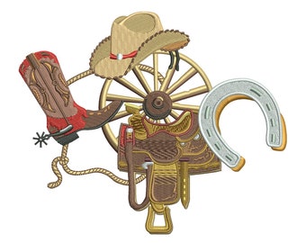 Western Machine Embroidery Designs Pack | Cowboy Cowgirl Rodeo Boots Hat Country Designs | Pes Dst Exp Files | Digital Download