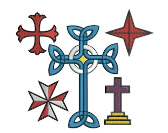 Crosses Machine Embroidery Designs Pack | Christian Religious Celtic Gothic Easter Cross Designs | Pes Dst Exp Files | Digital Download
