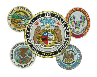 State Seals Machine Embroidery Designs Pack | USA State Outline Patch Designs | Pes Dst Exp Files | Instant Digital Download