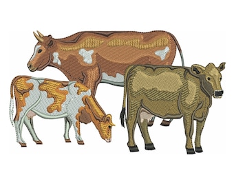 Cow Dairy Machine Embroidery Designs Pack | Cow Milk Farm Cattle Bull Dairy Barn Farmhouse Designs | Pes Dst Exp | Digital Download