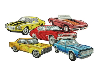 Paquete de diseños de bordado a máquina Chevy / Diseños de logotipos de autos, camionetas, Camaro y Corvette Chevrolet / PES DST EXP / Descarga digital